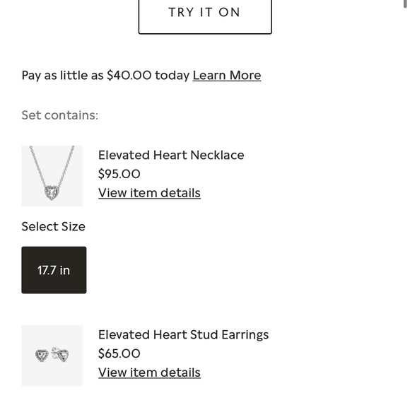 Pandora heart necklace & earring set - Picture 4 of 4